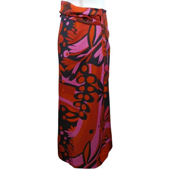 Lesley Evers SZ XS Linen Viscose Blend Colorful Print Floral Wrap Skirt NWOT - Picture 4 of 7